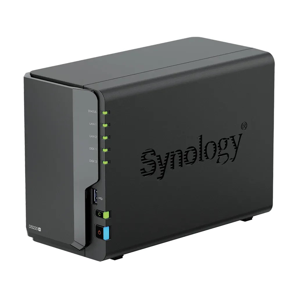 GUNMANSA Synology DS225+ 2 Bay Desktop NAS Intel Celeron J4125 4C 2GB soldered DDR4 non-ECC (one open RAM slot; max 6GB RAM)