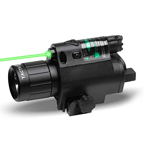 GUNMANSA Tacticon Green Laser Flashlight for Handgun or Rifle with Picatinny Rail Mount and Tail Switch (Green-Laser)