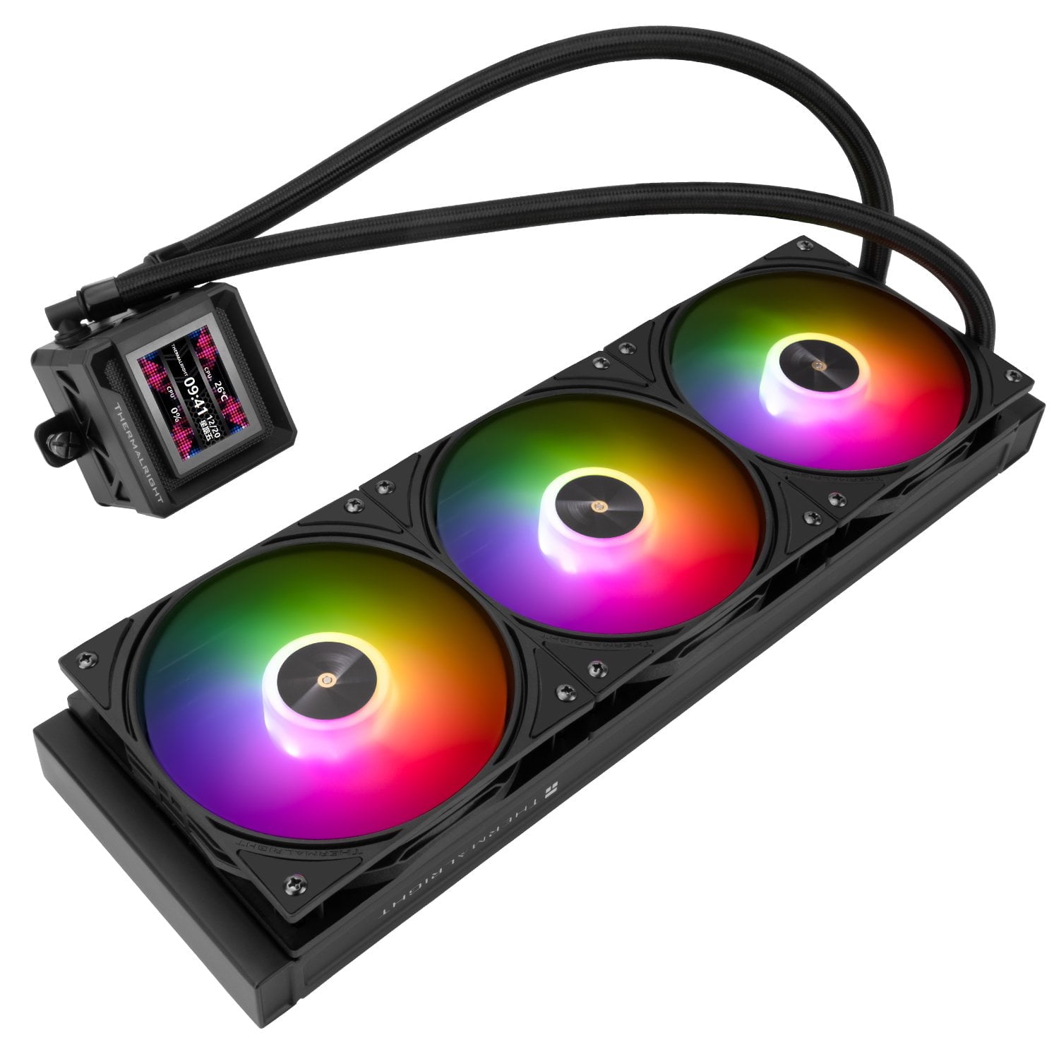 GUNMANSA Thermalright Frozen Warframe SE 360 ARGB BL Black-AIO CPU Liquid Cooler, IPS LCD Screen with 320x240 Resolution, for AM4/AM5, Intel LGA1700/1851, 2-inch Magnet-Absorbent LCD Screen for Images-Black, PC CPU Water Cooler