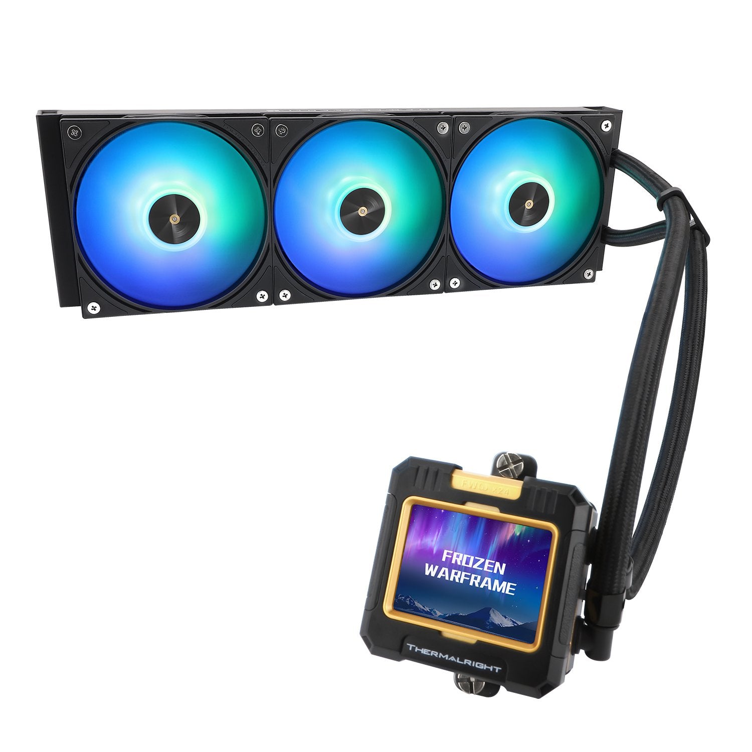 GUNMANSA Thermalright FW360 Black ARGB CPU AIO Cooler, PC 360 Specification Water Cooler System, IPS LCD Screen with 320x240 Resolution, for AM5&Intel LGA1700/1851, CPU Cooler Comes with 2.4-inch LCD Display