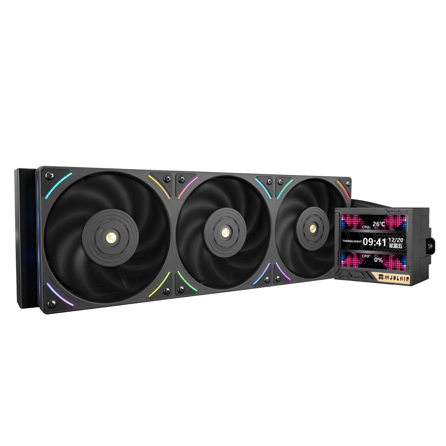 GUNMANSA Thermalright Mjolnir Vision 360 UB ARGB Black CPU Water Cooler, 3 PWM Fans Water Cooling System with 2150PRM, for AM4/AM5&Intel LGA1851/1700, Magnetic Detachable LCD Screen with 640 * 480 Resolution