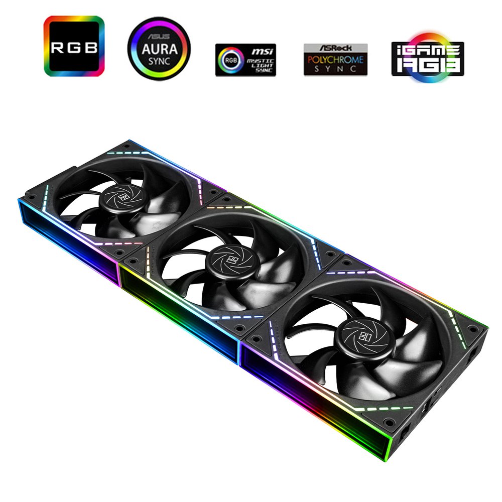 GUNMANSA Thermalright TL-M12Q *3 120mm Daisy Chain Case Fans, ARGB Pc Fan Up to 2000RPM, Infinite Mirrors on Both Sides, Single Cable for Each Set of Fans Easier Installation (Black)