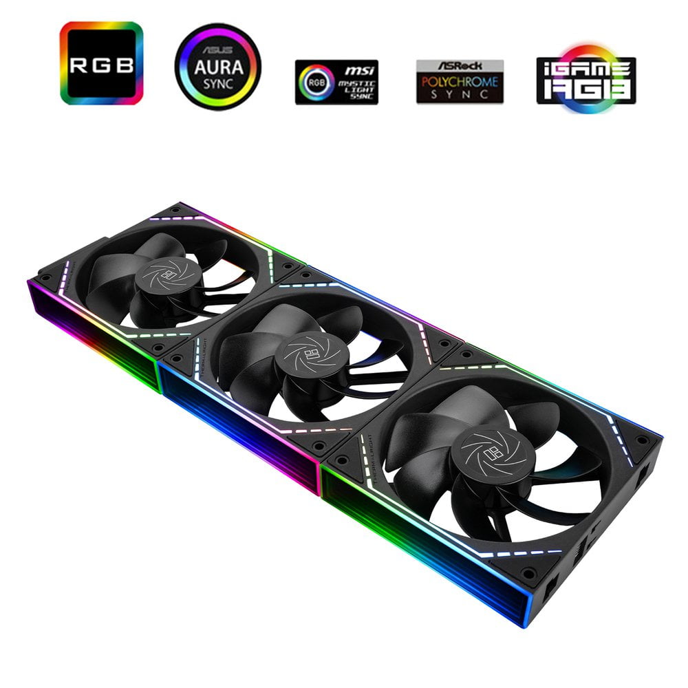 GUNMANSA Thermalright TL-M12QR *3 120mm Reverse ARGB PC Fans, Daisy-Chain Connection | 1500RPM | Silent Computer Case Fans with Infinite Mirrors on Both Sides (Black)