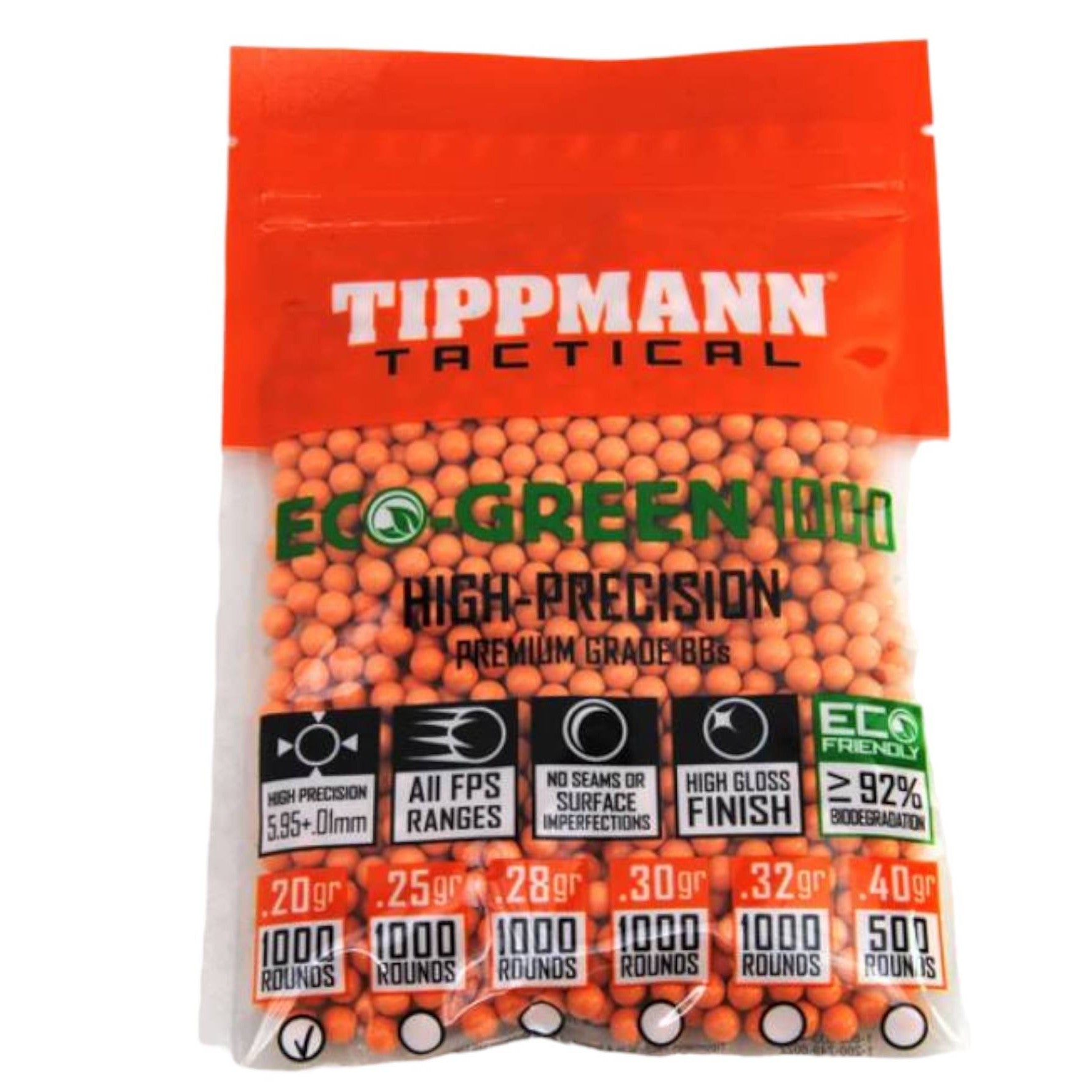 GUNMANSA Tippmann 6MM ECO BBs, 0.20G 1000CT Orange – 65550
