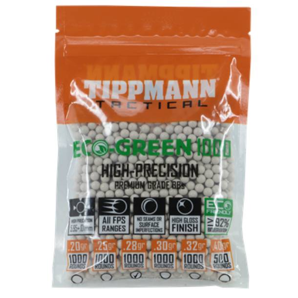 GUNMANSA Tippmann 6MM ECO BBs, 0.28G 500CT White – 65553