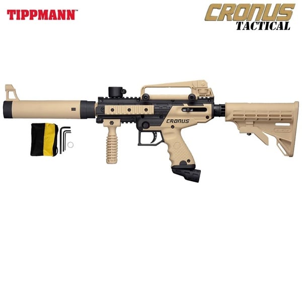 GUNMANSA Tippmann Cronus Tactical Tan Paintball Rifle (Semi Auto|CO2|HOP|300 FPS|9J|.68 CAL)