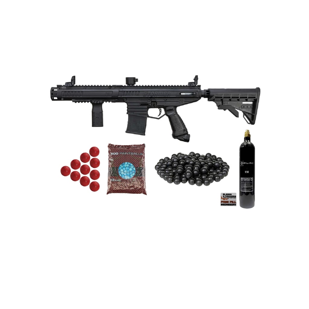 GUNMANSA Tippmann Stormer Elite Dual Fed .68cal Marker Black Combo