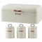 GUNMANSA Totally 4-Piece Breadbin and Canister Tin Set Combo White