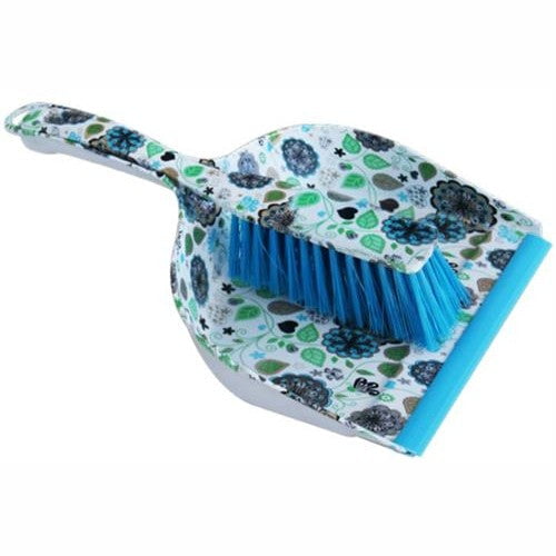 GUNMANSA Totally Dust Pan Broom Set White Floral Design