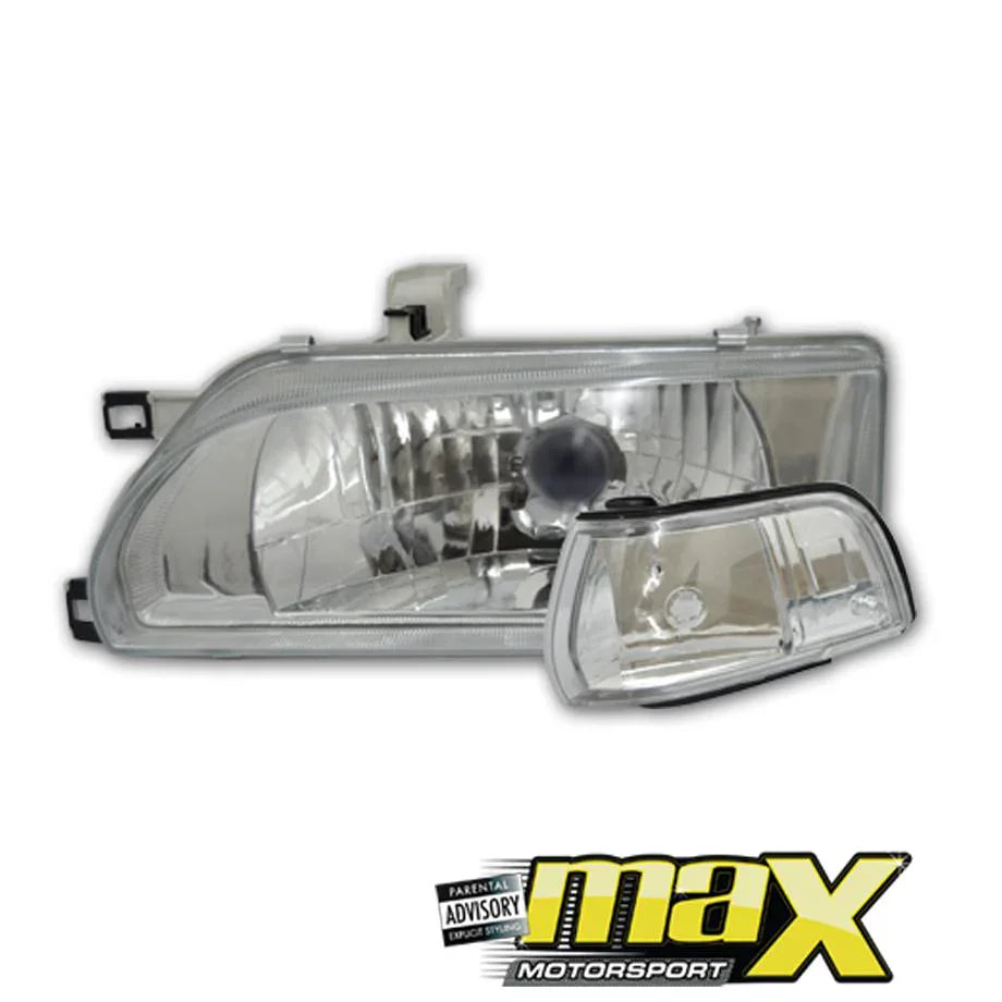 GUNMANSA Toyota Corolla (93-96) Crystal Headlights With Corner Lamps (Chrome)