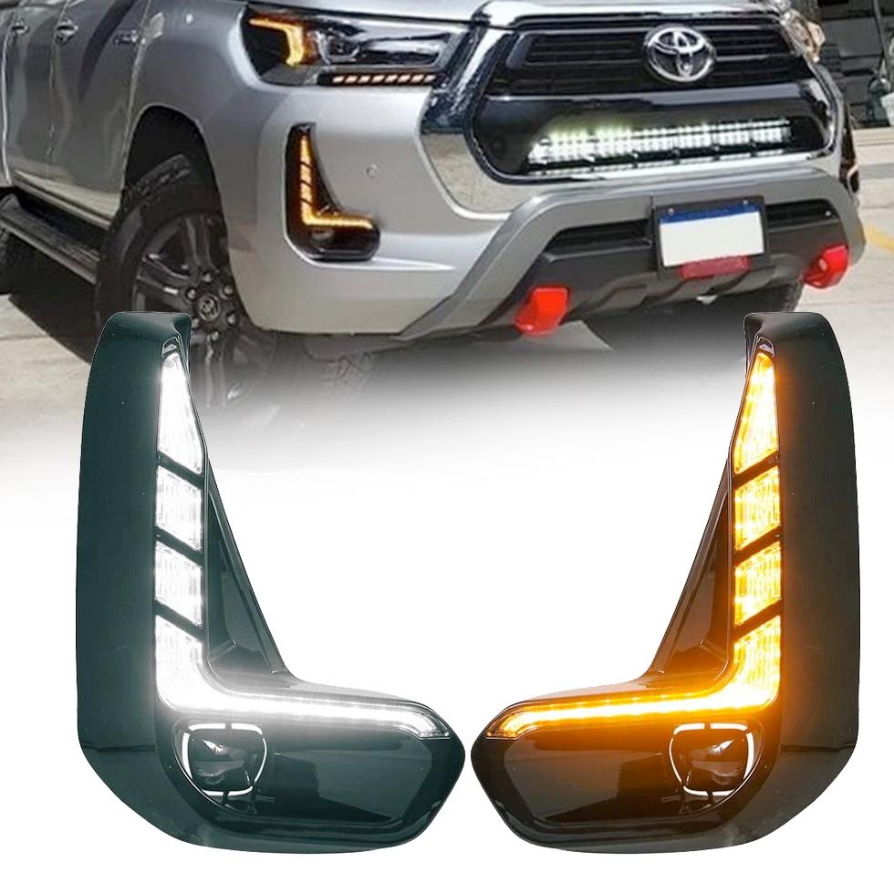 GUNMANSA Toyota Hilux Revo (2020-On) Dual Function DRL LED Fog Light Surrounds With Dynamic Start Up