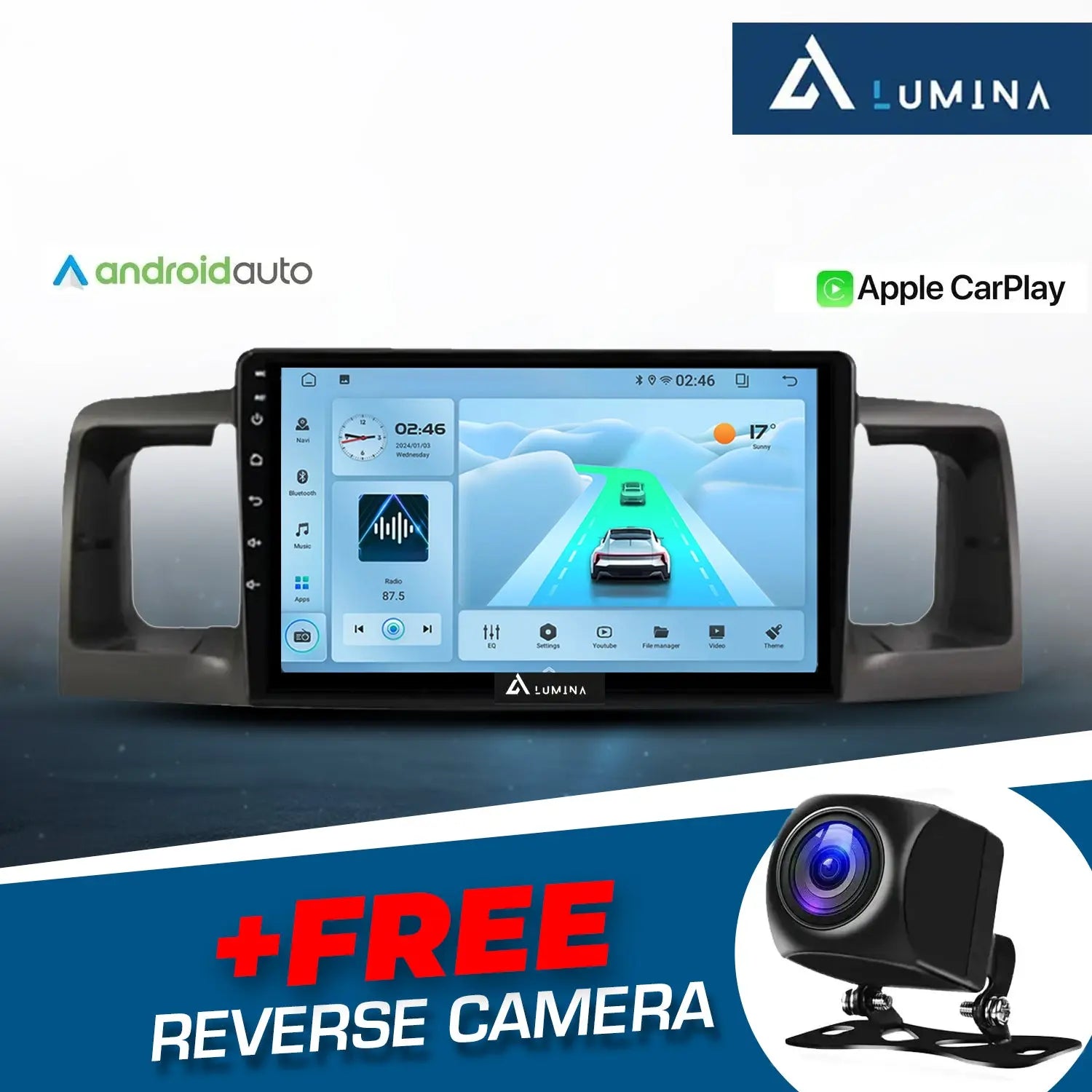 GUNMANSA Toyota Run X (03-07) - 9 Inch Lumina Android Entertainment & GPS System +FREE Reverse Camera