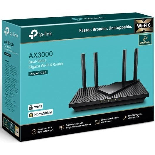 GUNMANSA TP-Link Archer AX55 AX3000 Dual-Band Wi-Fi 6 GbE Router