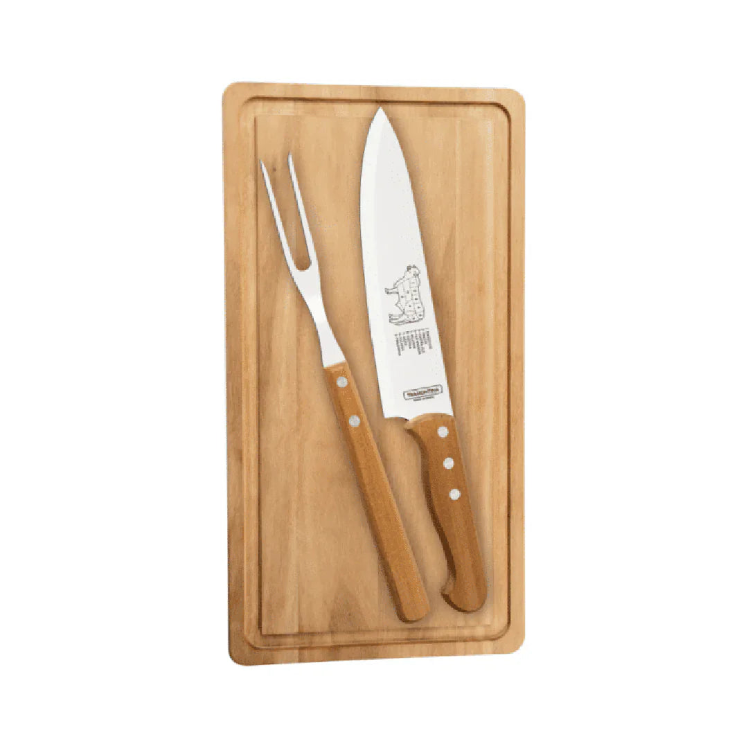 GUNMANSA TRAMONTINA	BRAAI SET 3PC WITH BOARD - 22399/076 (BLISTER PACKAGING)