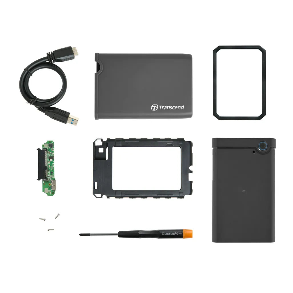 GUNMANSA Transcend 2.5” SSD/HDD Enclosure Kit, HDD/SSD enclosure, 2.5", Serial ATA III, USB connectivity, Grey