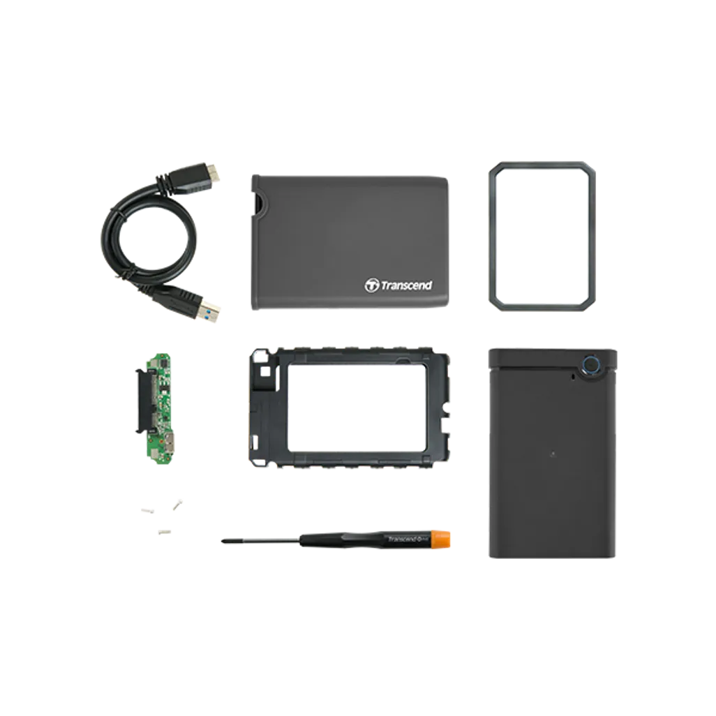 GUNMANSA Transcend 2.5” SSD/HDD Enclosure Kit, HDD/SSD enclosure, 2.5", Serial ATA III, USB connectivity, Grey
