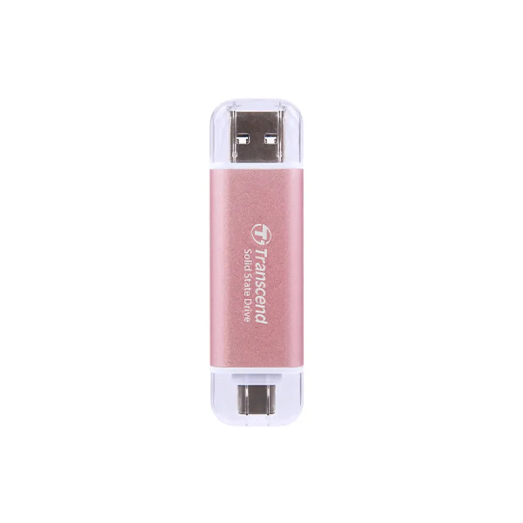 GUNMANSA TRANSCEND 512 GB ESD310P USB3.2 TYPE A & C (USB 10Gbps) OTG COMPACT PORTABLE SSD  - Read 1050MB/s Write 950 MB/s - PINK