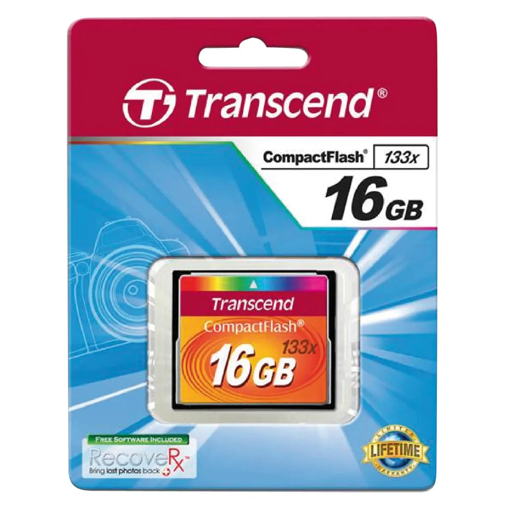 GUNMANSA Transcend CompactFlash 133x 16GB, 16 GB, CompactFlash, MLC, 50 MB/s, 20 MB/s, Black