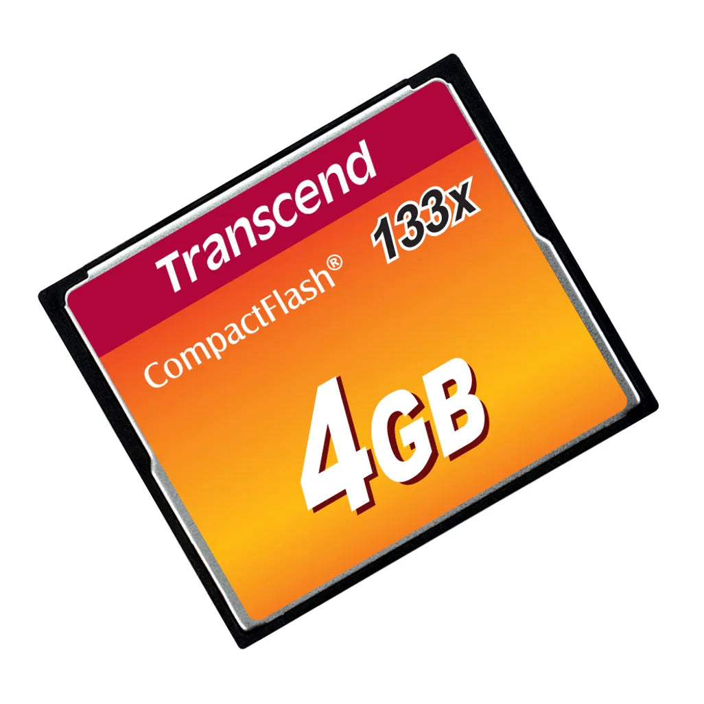 GUNMANSA Transcend CompactFlash 133x 4GB, 4 GB, CompactFlash, MLC, 50 MB/s, 20 MB/s, Black