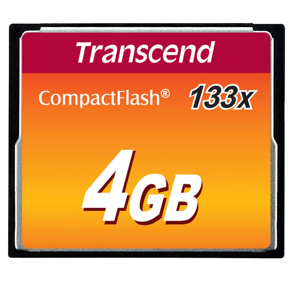 GUNMANSA Transcend CompactFlash 133x 4GB, 4 GB, CompactFlash, MLC, 50 MB/s, 20 MB/s, Black