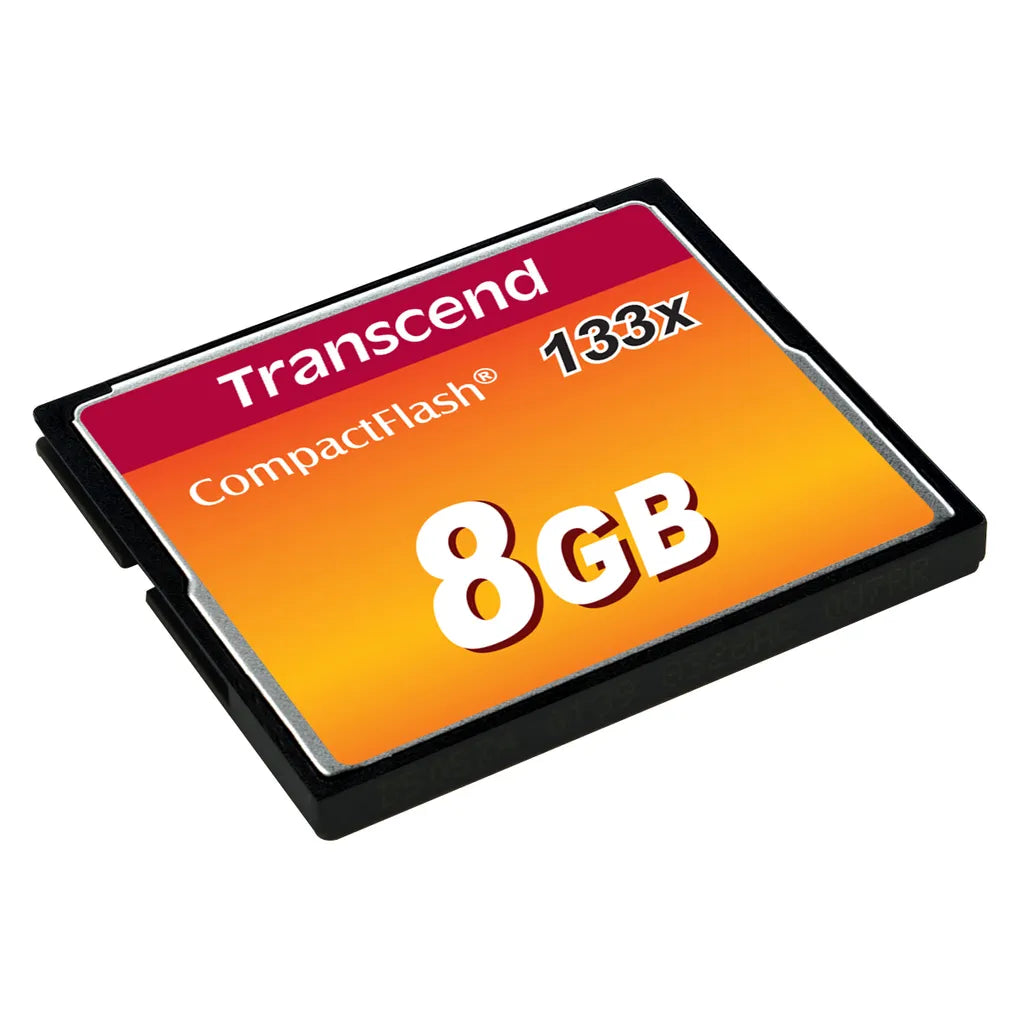 GUNMANSA Transcend CompactFlash 133x 8GB, 8 GB, CompactFlash, MLC, 50 MB/s, 20 MB/s, Black