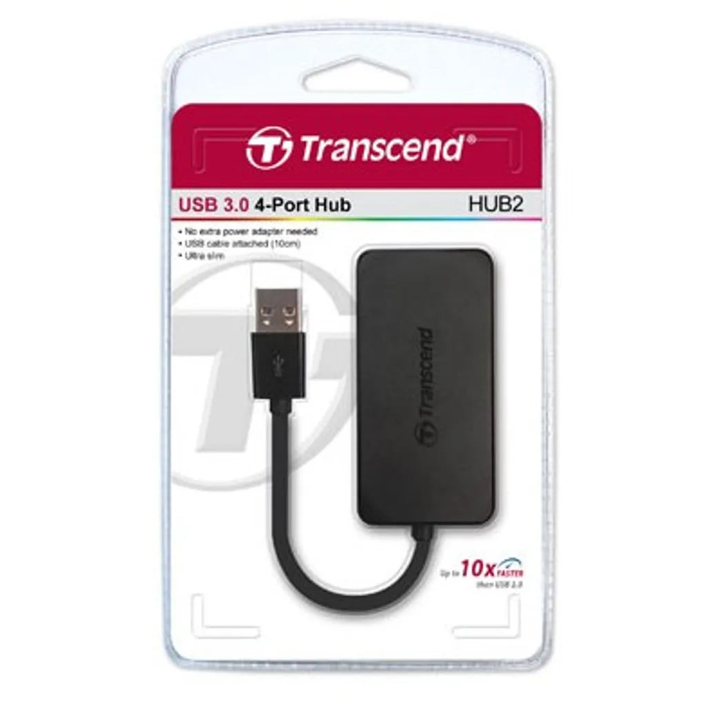 GUNMANSA Transcend HUB2, USB 3.2 Gen 1 (3.1 Gen 1) Type-A, Black, CE/FCC/BSMI/KC/RCM/EAC, USB, 5 V, 0.9 A