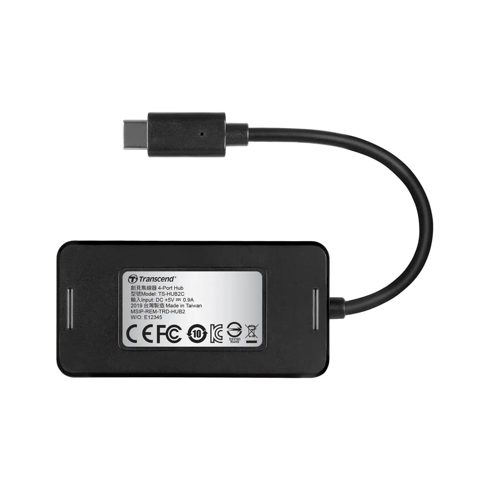 GUNMANSA Transcend HUB2C, USB 3.2 Gen 1 (3.1 Gen 1) Type-C, Black, China, CE/FCC/BSMI/KC/RCM/EAC, USB, 5 V