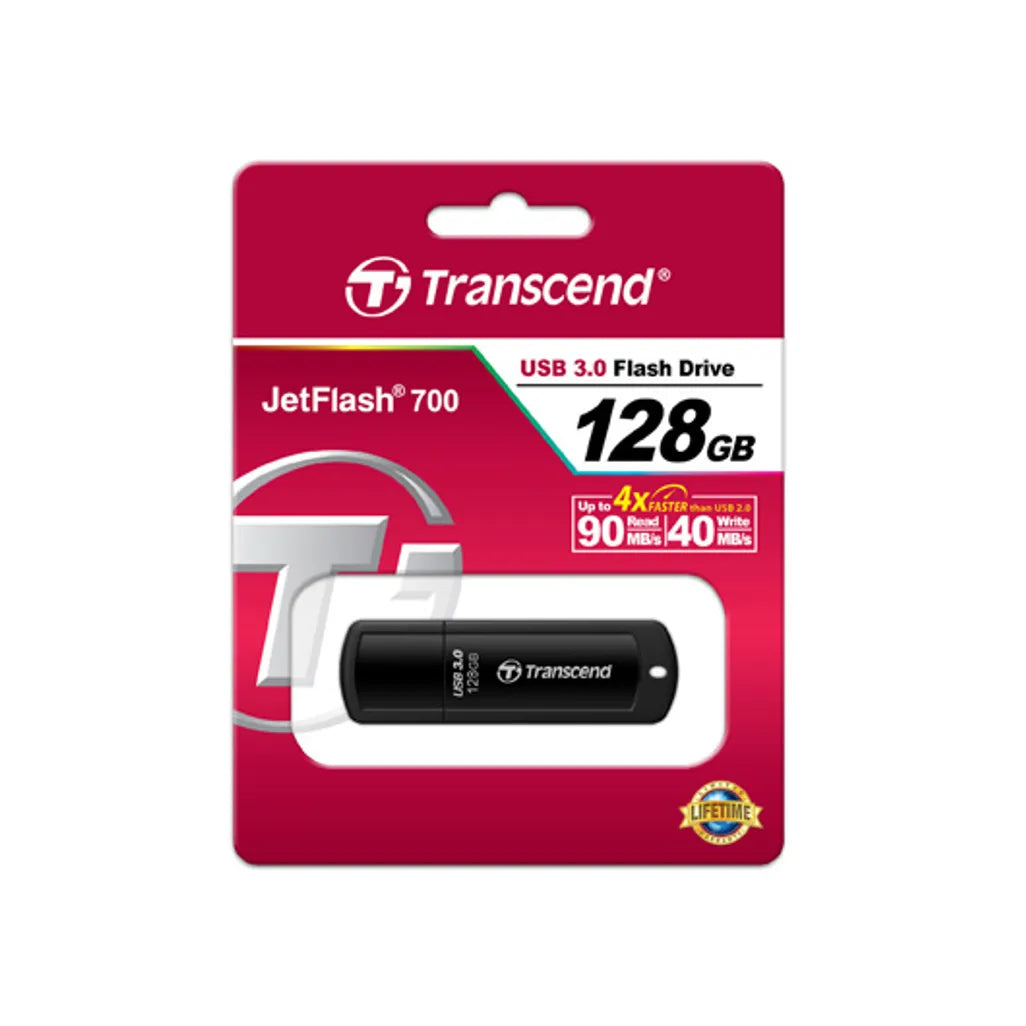 GUNMANSA Transcend JetFlash 700 128GB, 128 GB, USB Type-A, 3.2 Gen 1 (3.1 Gen 1), Cap, 8.5 g, Black