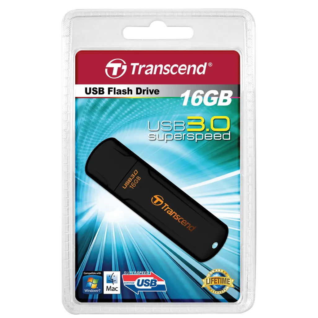GUNMANSA Transcend JetFlash 700 16GB, 16 GB, USB Type-A, 3.2 Gen 1 (3.1 Gen 1), Cap, 8.5 g, Black