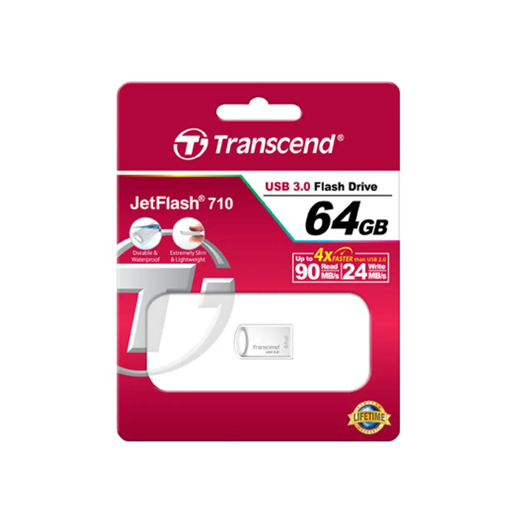 GUNMANSA Transcend JetFlash 710 64GB, 64 GB, USB Type-A, 3.2 Gen 1 (3.1 Gen 1), Capless, 3.3 g, Silver