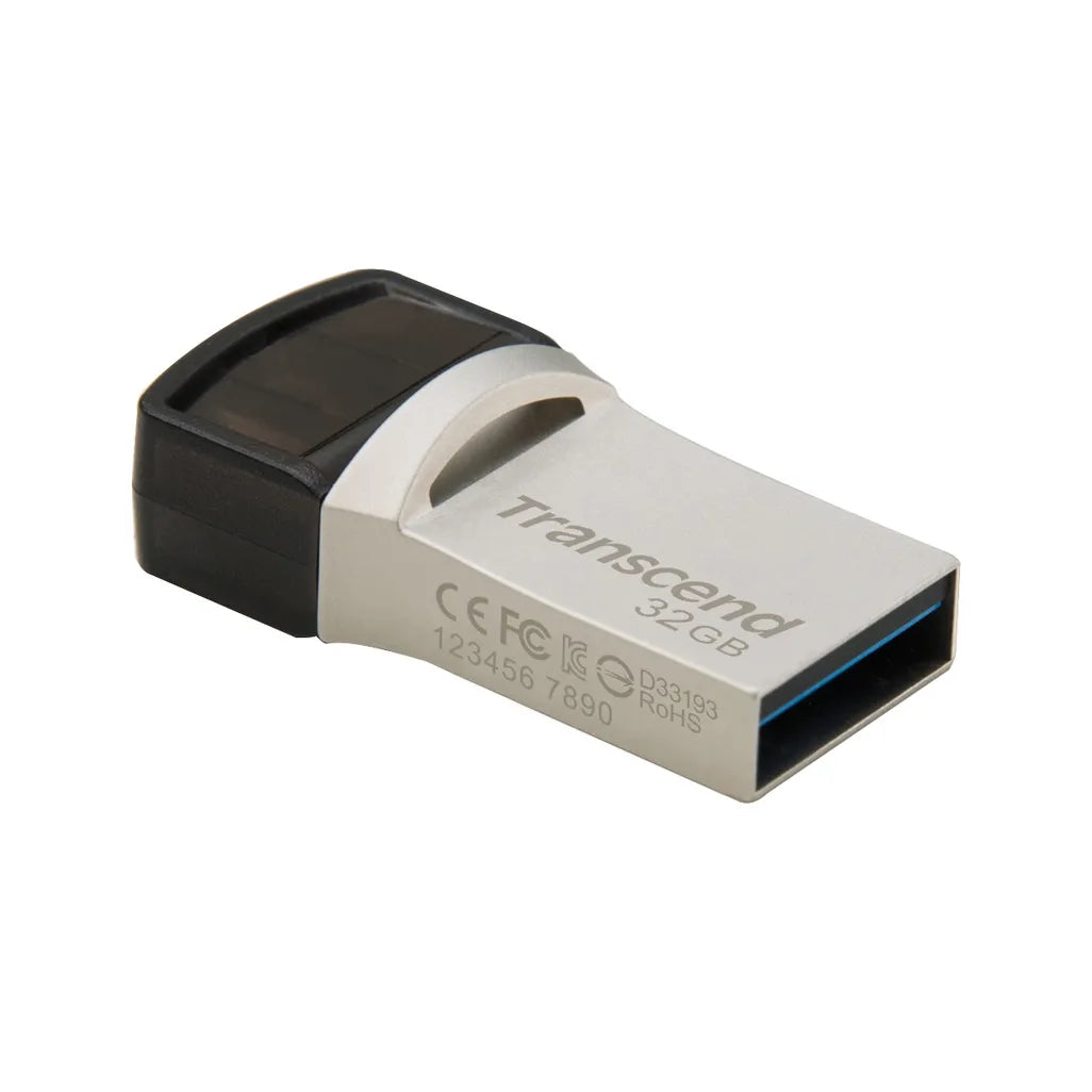 GUNMANSA Transcend JetFlash 890 32GB, 32 GB, USB Type-A / USB Type-C, 3.2 Gen 1 (3.1 Gen 1), Cap, 3 g, Black, Silver