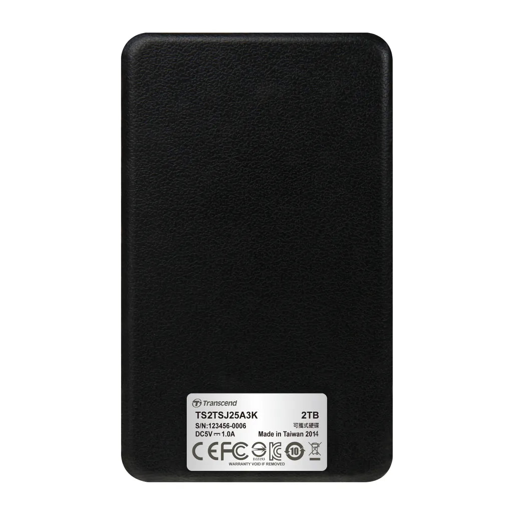 GUNMANSA Transcend StoreJet 25A3K 2TB, 2 TB, 2.5", 3.2 Gen 1 (3.1 Gen 1), Black