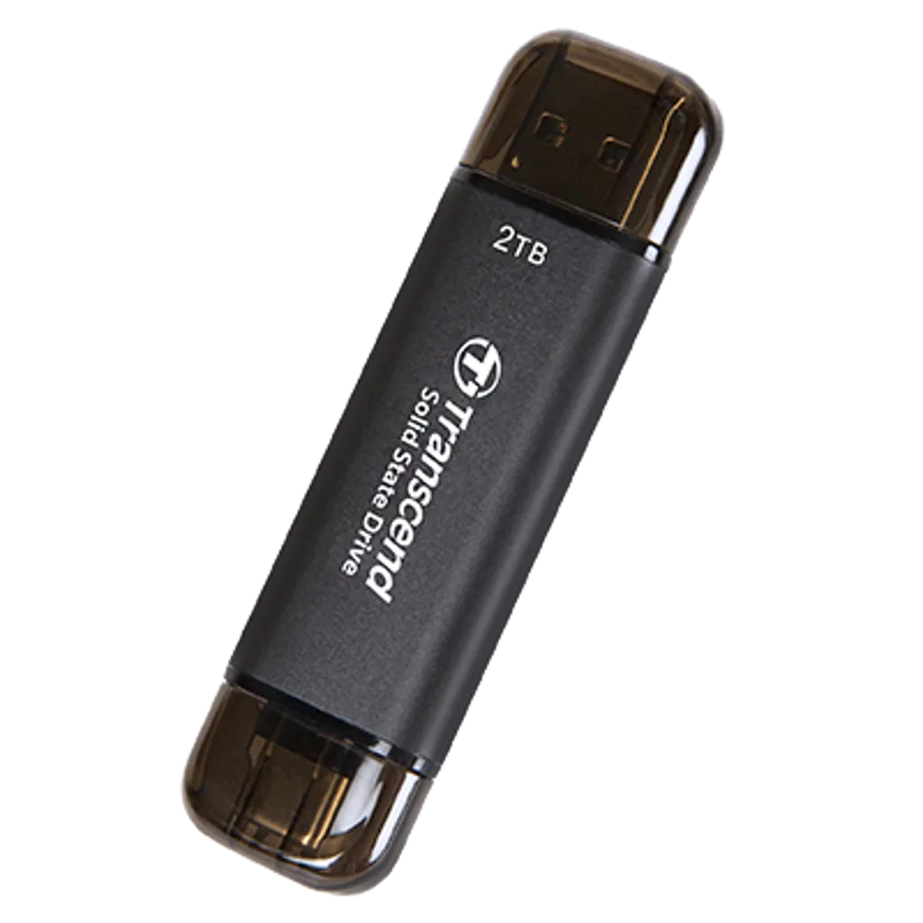 GUNMANSA Transcend TS2TESD310C, 2 TB, USB Type-A to USB Type-C, 3.2 Gen 2 (3.1 Gen 2), 1050 MB/s, Black