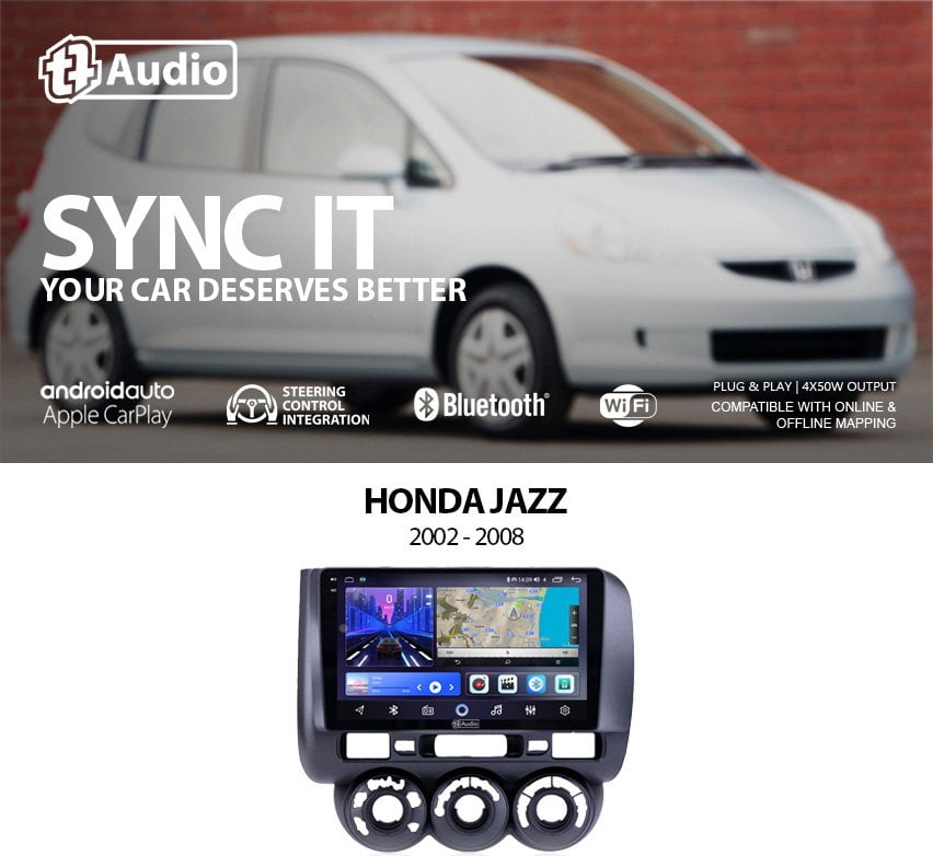 GUNMANSA TT Audio 9″ replacement radio for HONDA JAZZ 2002 – 2008 (2K SCREEN)