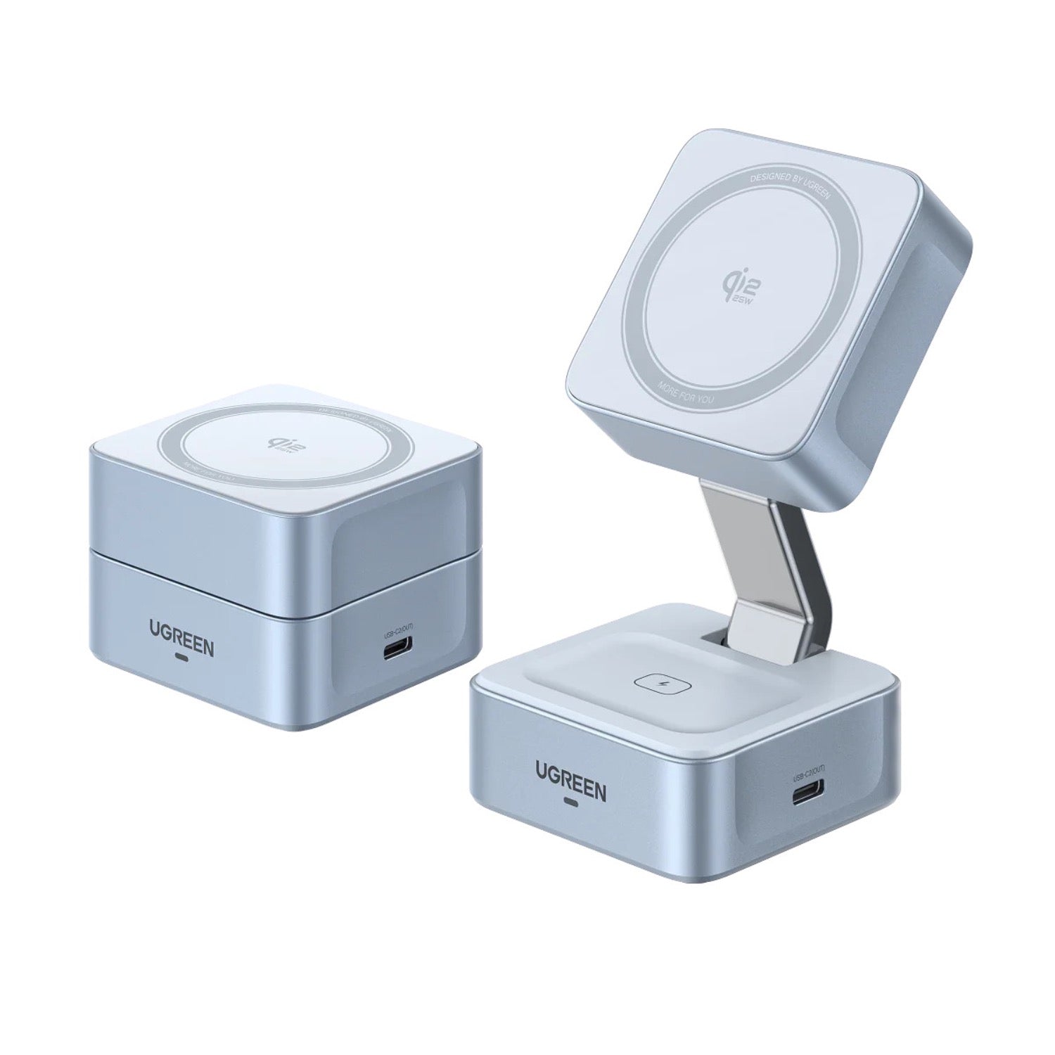 GUNMANSA UGREEN 2-In-1 Magnetic Wireless Charger 25W - Silver