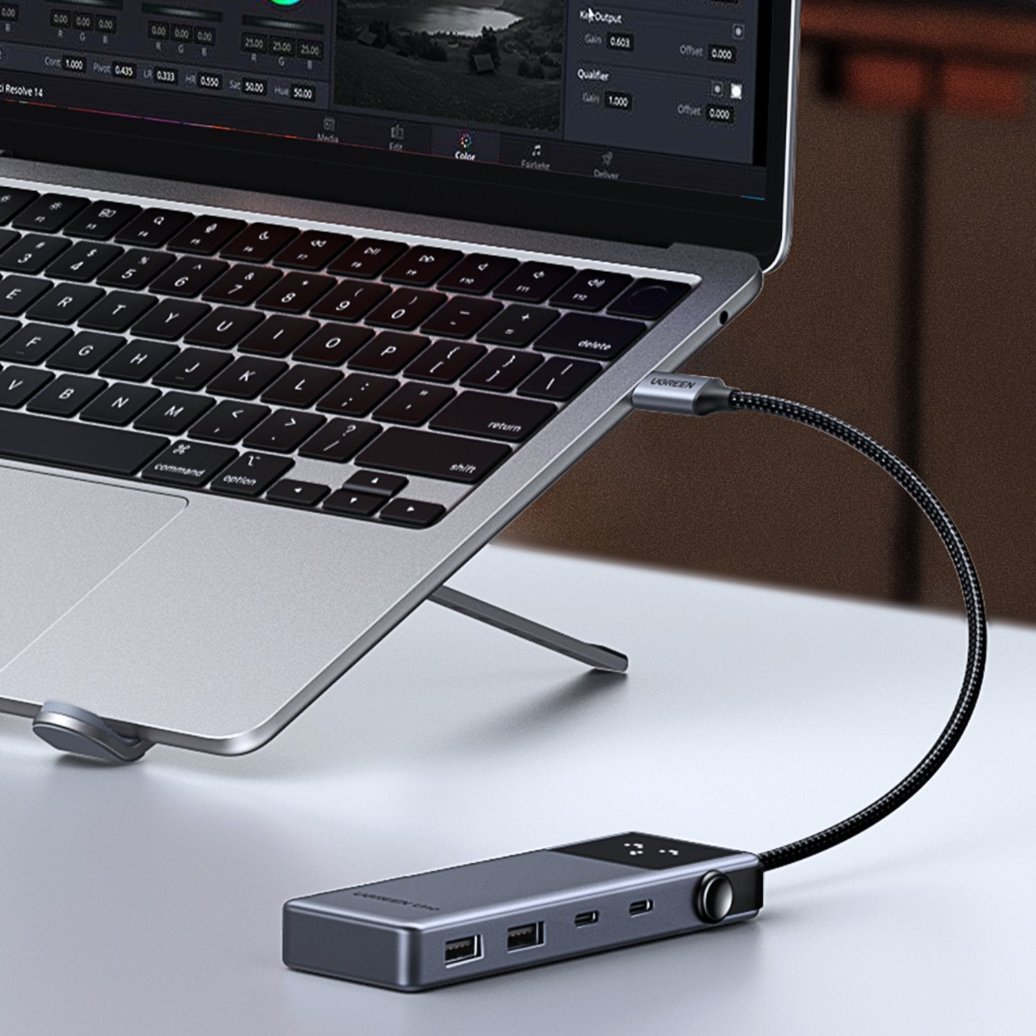 GUNMANSA UGreen 6-in-1 Type-C Hub with 4K HDMI, 100W PD and 10Gbps USB Ports – Grey