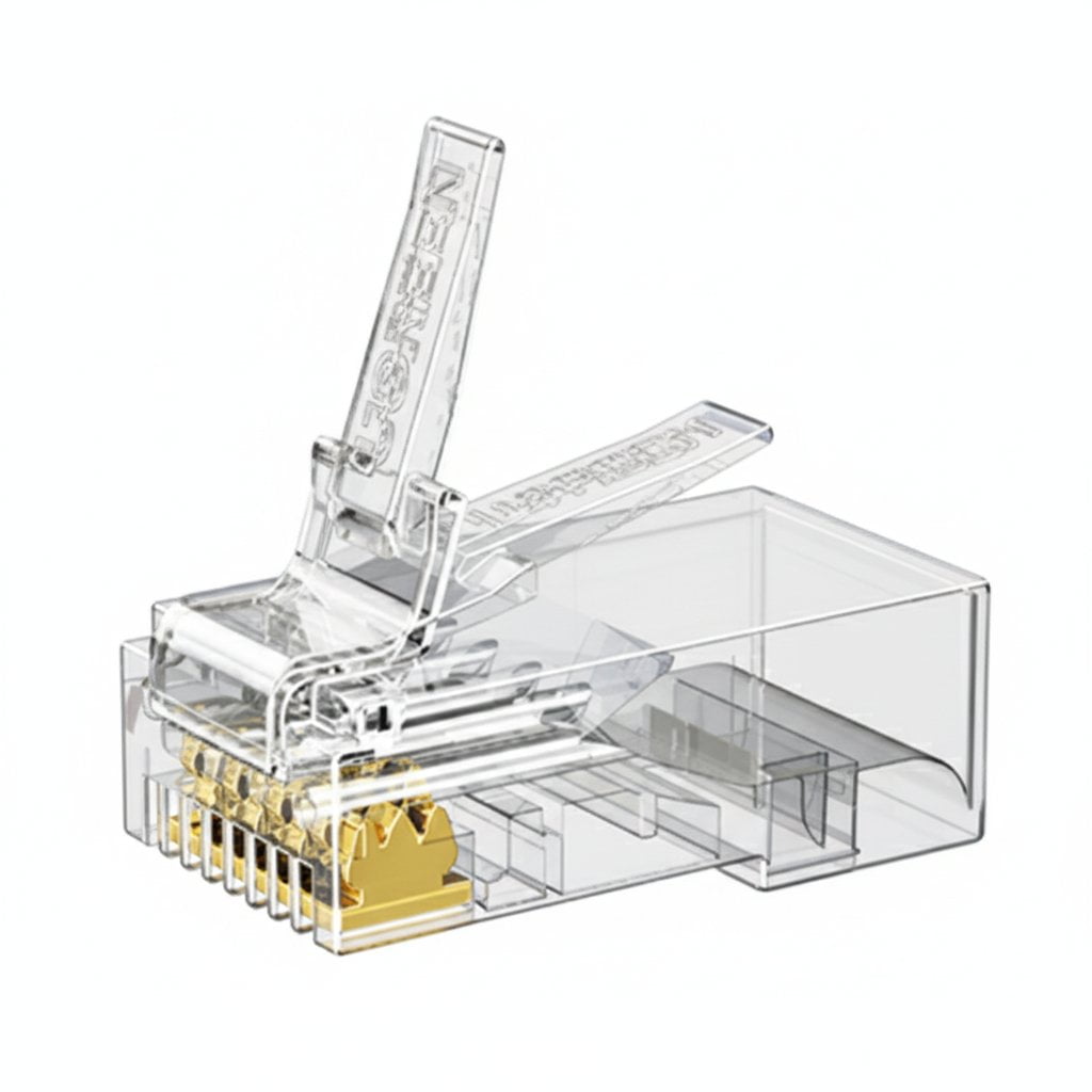 GUNMANSA UGreen Cat6 RJ45 Modular Plugs (50 Pcs)–Transparent with Gold Contacts