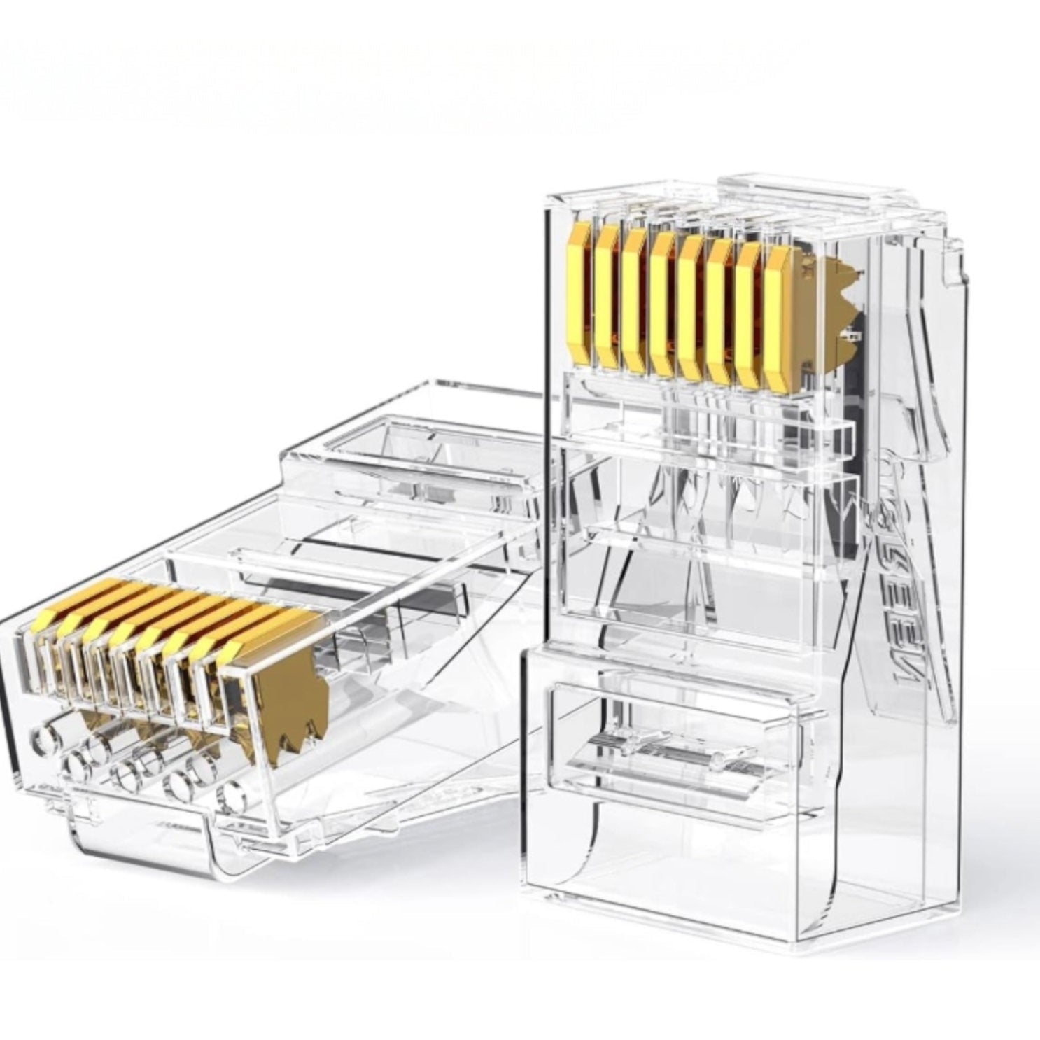 GUNMANSA UGreen Cat6 RJ45 Modular Plugs (50 Pcs)–Transparent with Gold Contacts