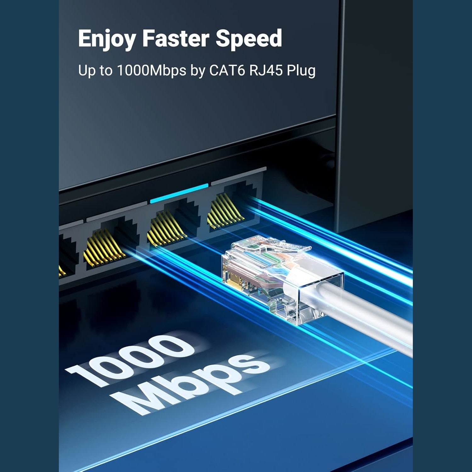 GUNMANSA UGreen Cat6 RJ45 Modular Plugs (50 Pcs)–Transparent with Gold Contacts