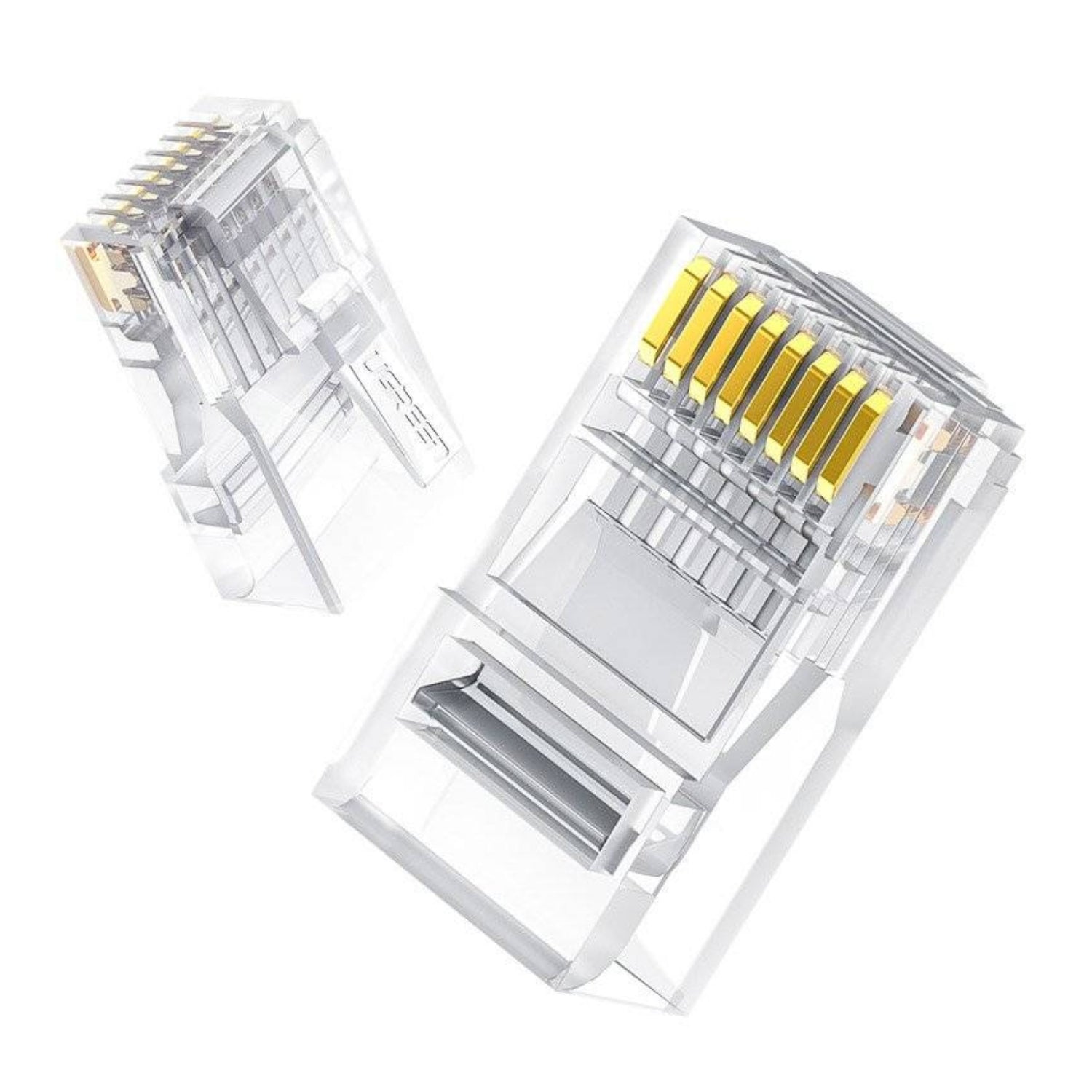 GUNMANSA UGREEN Cat6 RJ45 Modular Plugs - Transparent with Gold Contacts (10 Pieces)