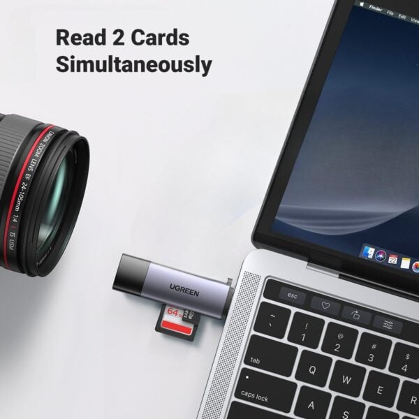 GUNMANSA UGREEN CM185-50706 2-in-1 OTG Card Reader | Type-C | USB-A – Silver
