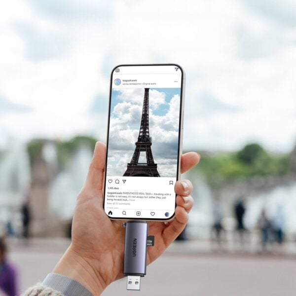 GUNMANSA UGREEN CM185-50706 2-in-1 OTG Card Reader | Type-C | USB-A – Silver