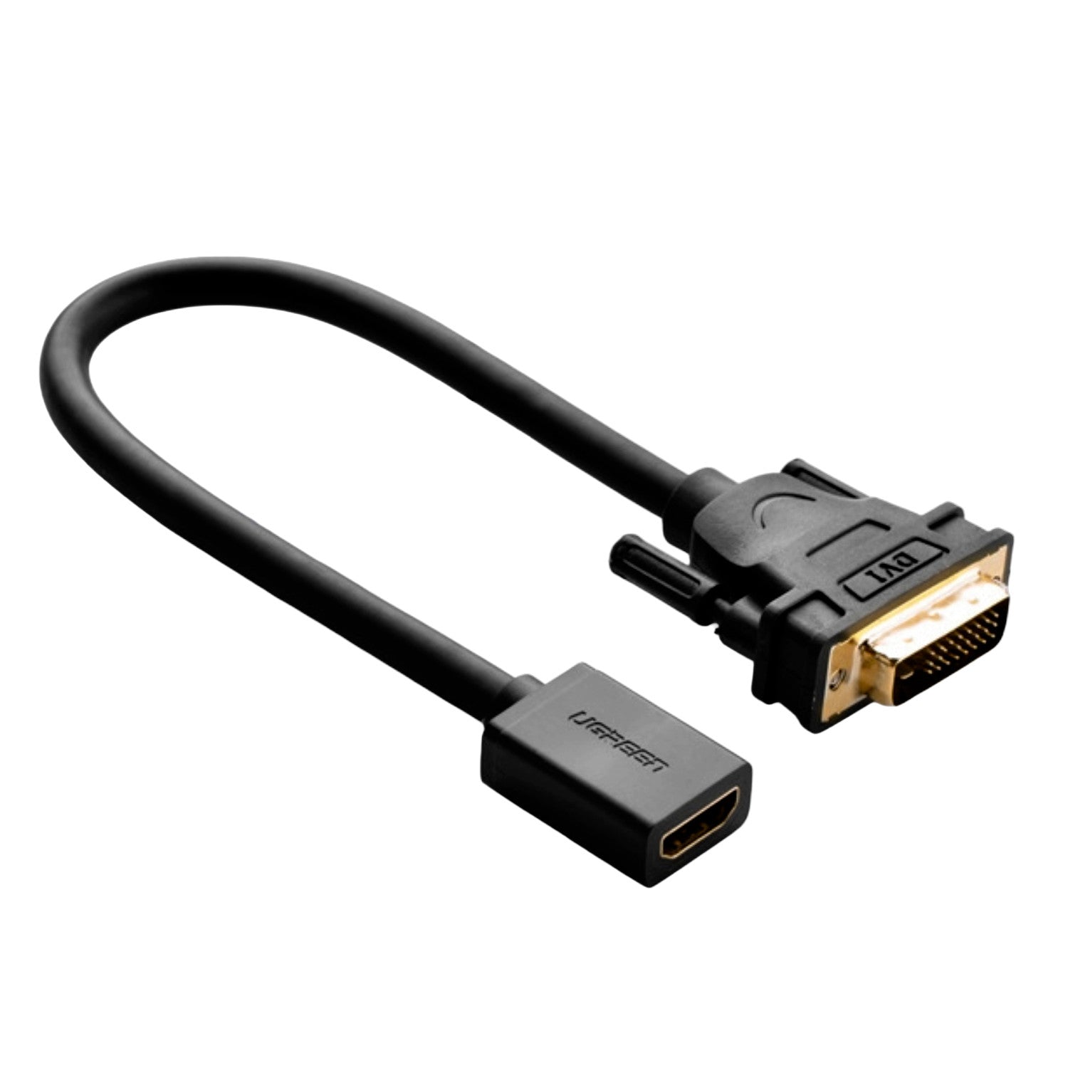 GUNMANSA UGreen DVI to HDMI Cable Adapter 15cm | Male to Female | 1080p Full HD – Black