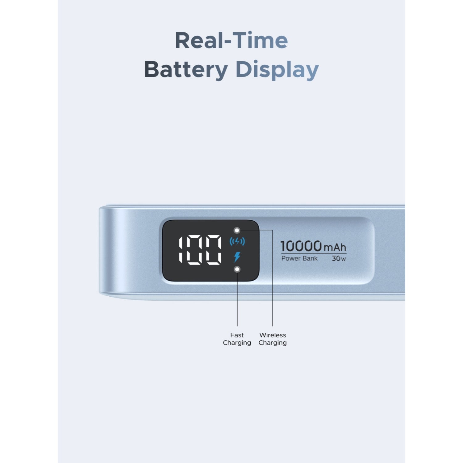 GUNMANSA UGREEN Magnetic Wireless Power Bank With Built-in Cable 10000mAh - Blue