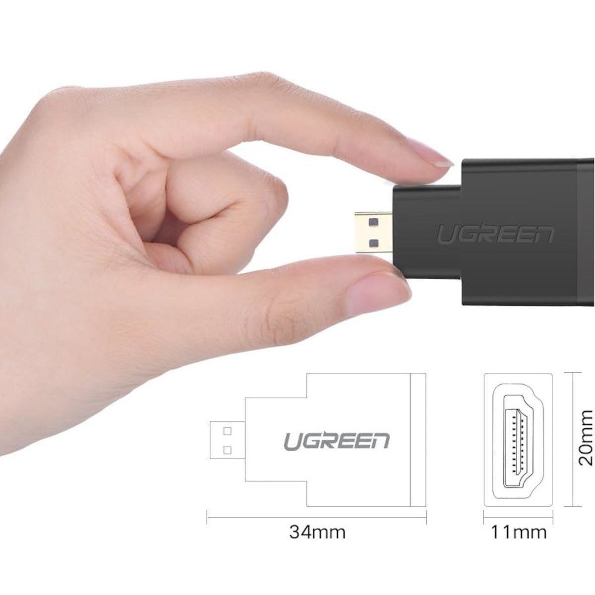 GUNMANSA UGREEN Micro HDMI Male to HDMI Female Adapter – Black