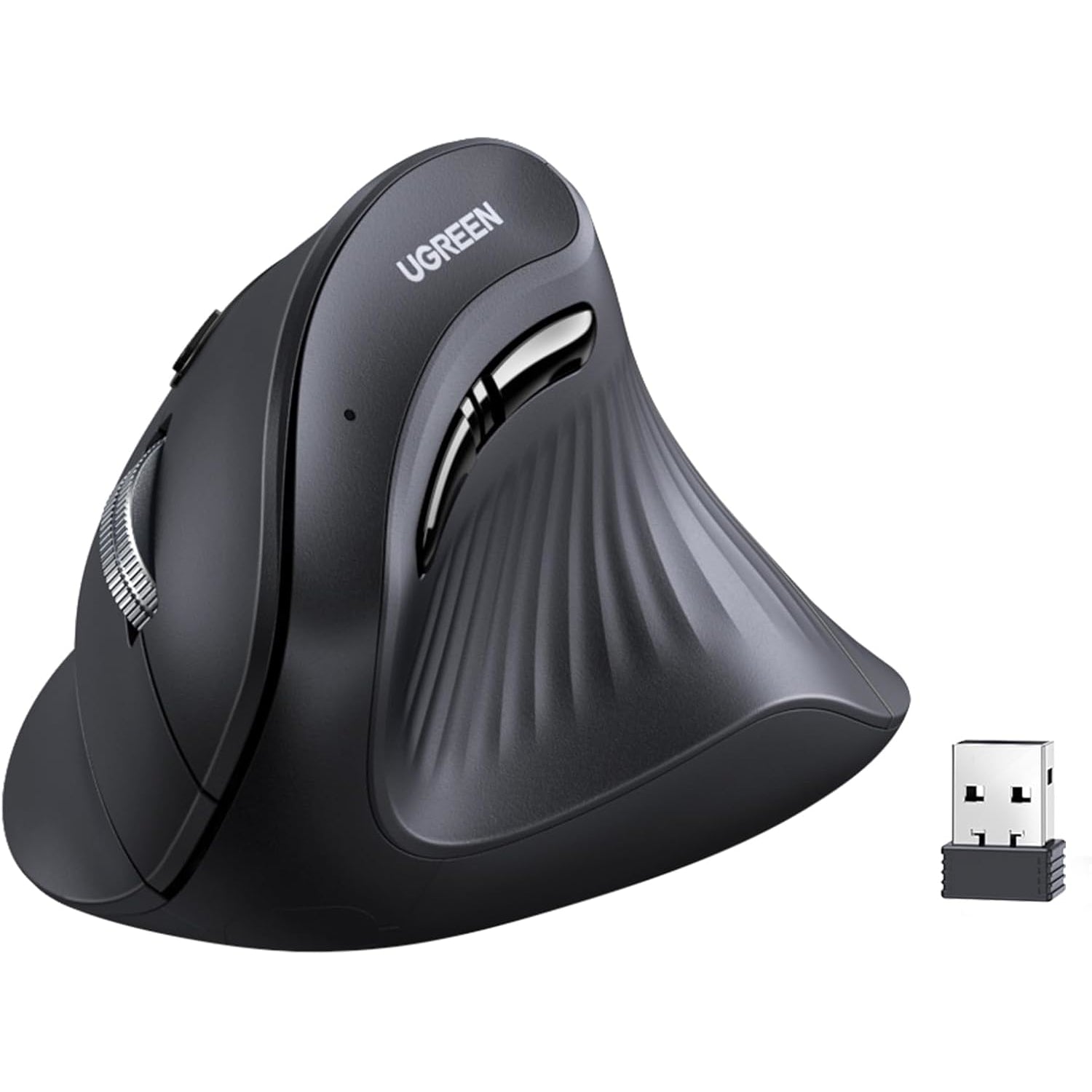 GUNMANSA UGreen Multi-Mode Vertical Mouse Bluetooth and 2.4G Wireless–Black