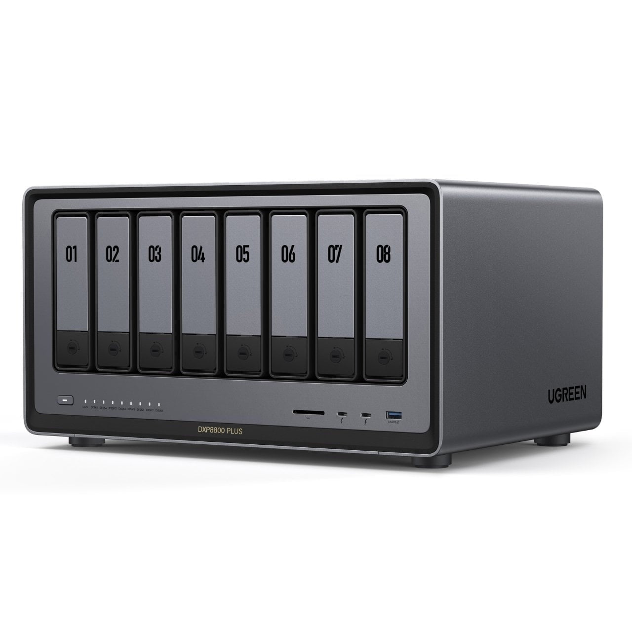 GUNMANSA UGREEN NASync DXP8800 Plus 8-Bay Desktop NAS, Intel i5 1235u 10-Core CPU, 8GB DDR5 RAM, 128G SSD, 2 * 10GbE, 2 * M.2 NVMe Slots, 8K HDMI, 2 * TBT4, Network Attached Storage (Diskless)