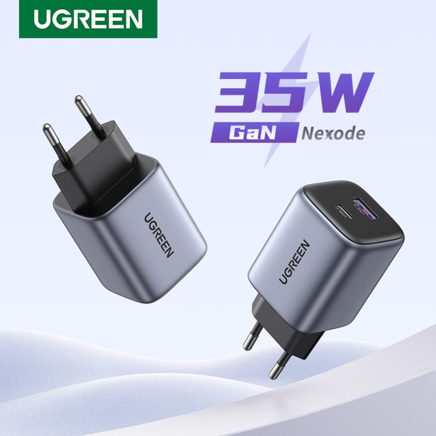 GUNMANSA UGREEN Nexode 2 Port PD/USB Wall Charger 35W - Grey & Black