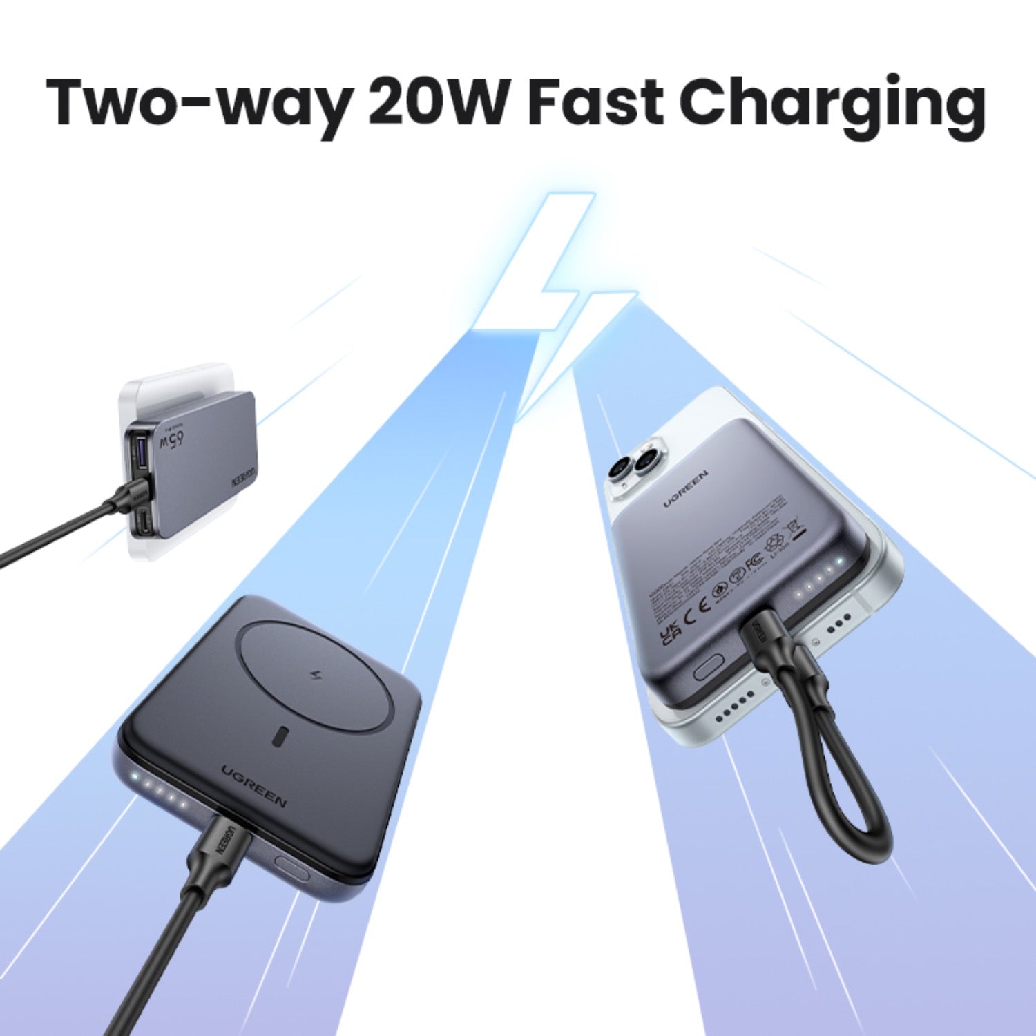 GUNMANSA UGREEN Nexode Magnetic Wireless Power Bank 10000mAh - Grey