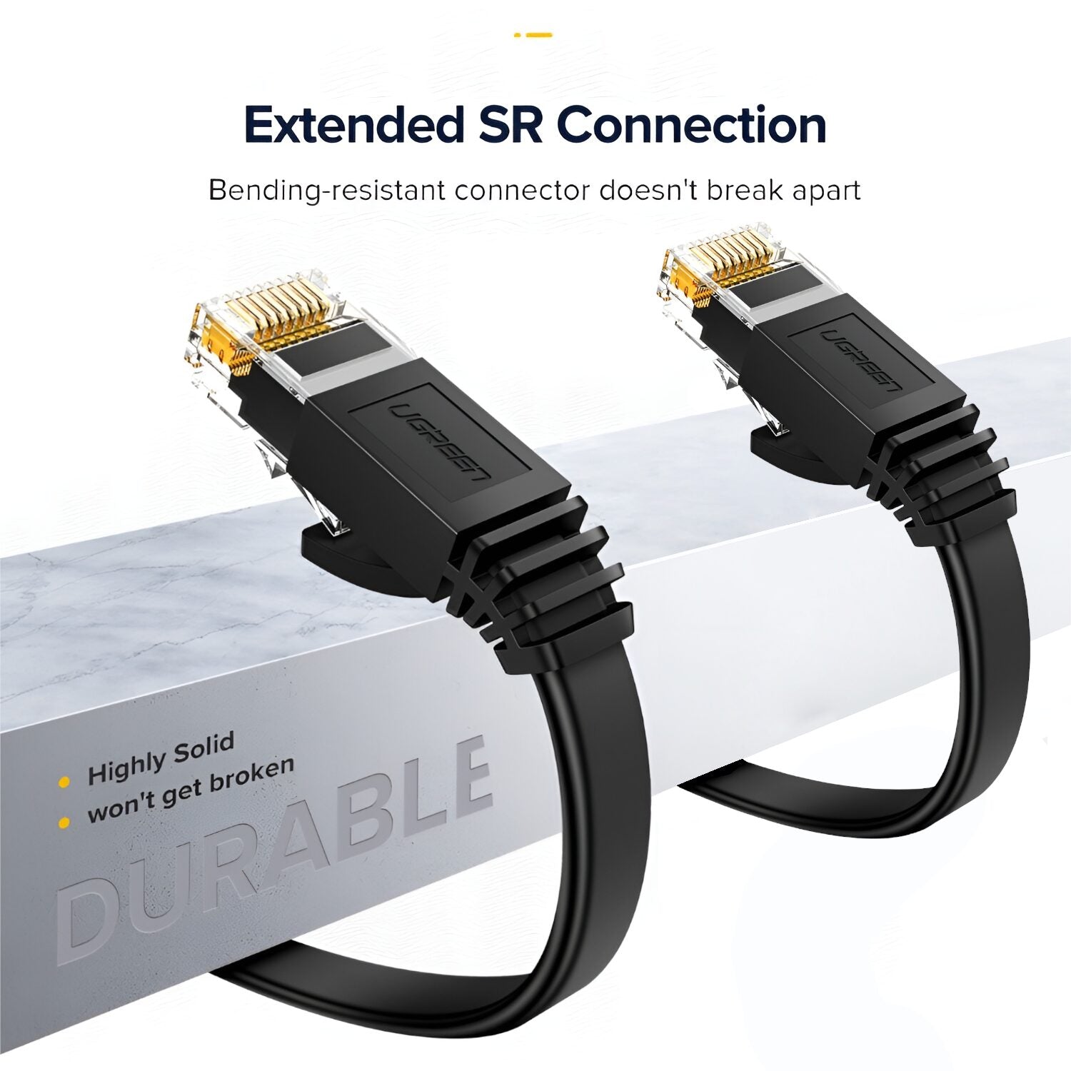 GUNMANSA UGREEN NW102 Cat6 U/UTP Flat Ethernet Cable 2m – Black